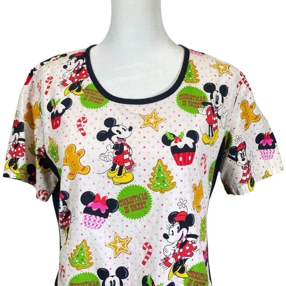 DISNEY Women's Small Mickey Minnie Mouse Christmas scrub uniform medical nurse - Picture 2 of 10